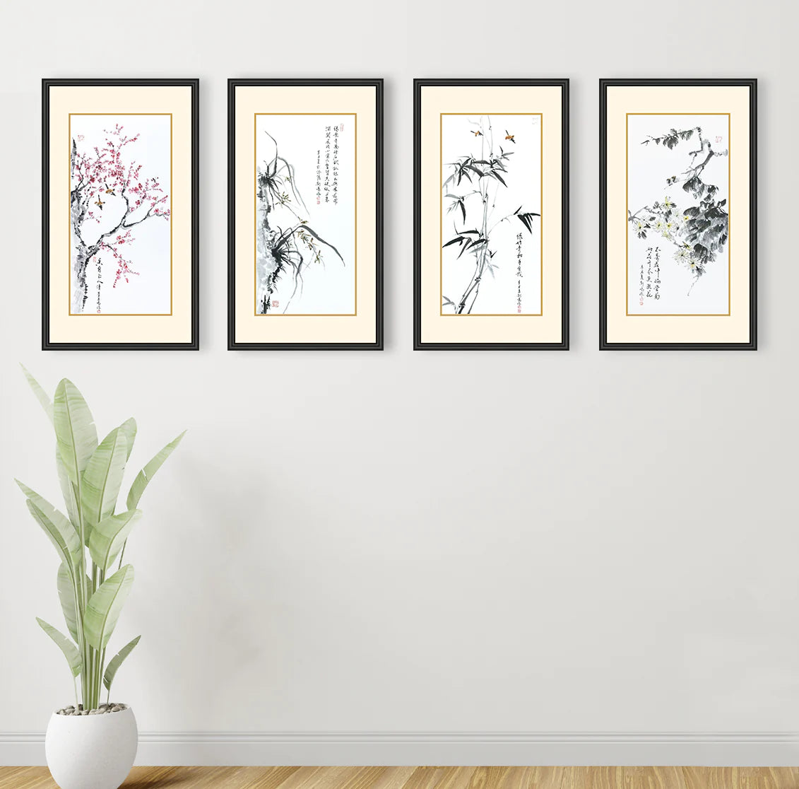 条屏系列-梅兰竹菊 Chinese Painting Series (Plum Blossom, Orchid, Bamboo, Chrysanthemum)