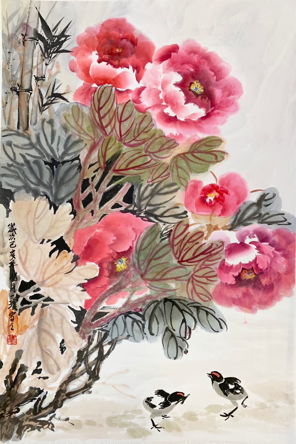 竹衬花贵 Peony Blossom with Bamboo Symbolize the Honour Wealth