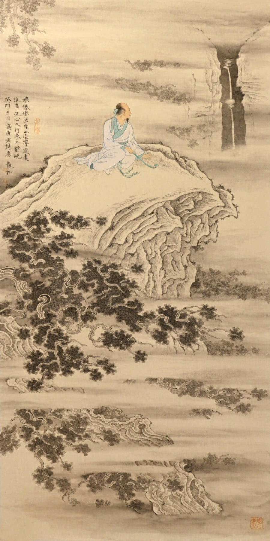 太乙观瀑图 A Taoist Contemplating Waterfalls