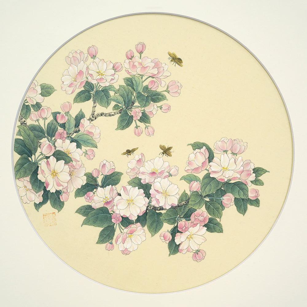 工笔绢本小品-3 (Begonia flowers 海棠花)