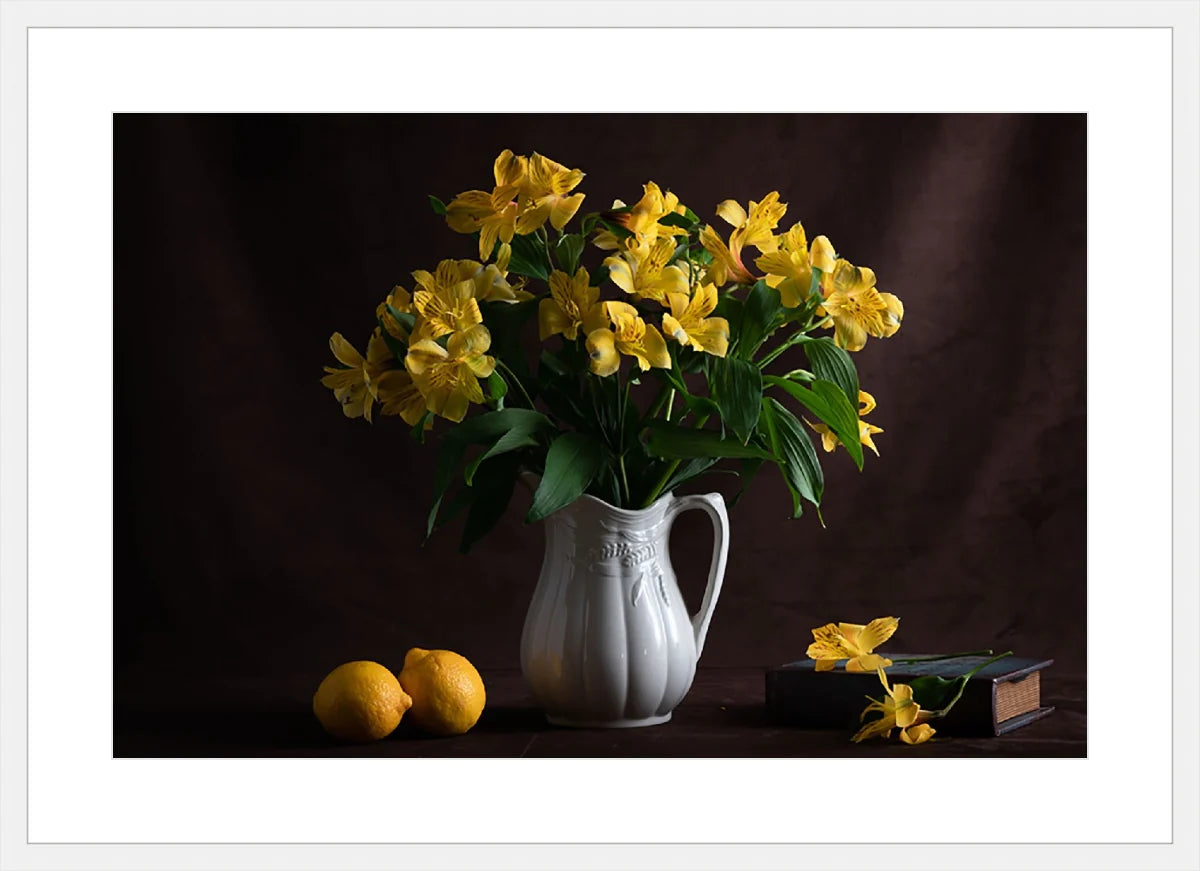 Yellow Flowers and Fruits, Still Life