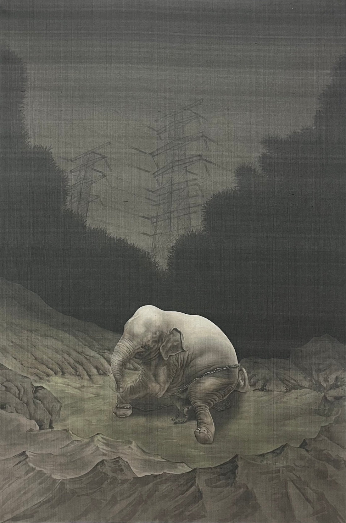 The elephant in bondage No.1 束縛的象 1