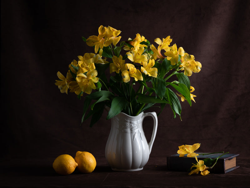 Yellow Flowers and Fruits, Still Life